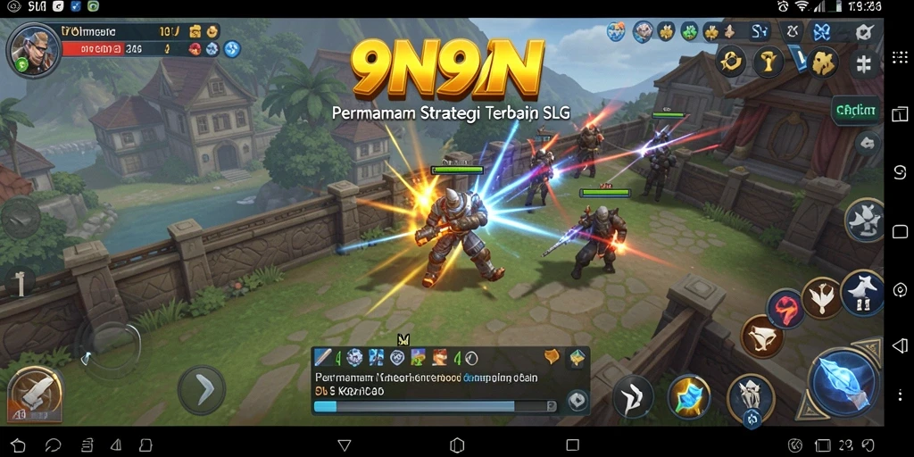 Tampilan gameplay mendebarkan dari 9N9N yang menunjukkan strategi perang.