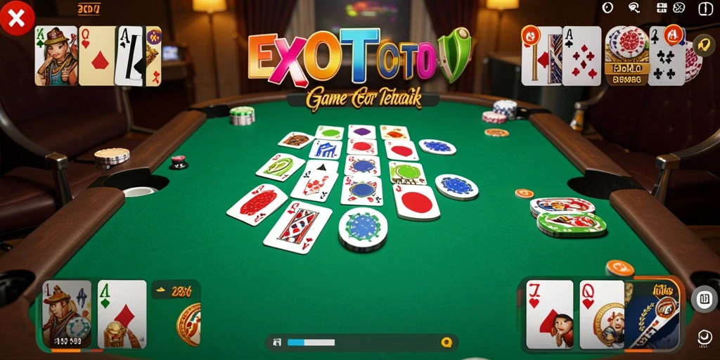 Screenshot gameplay seru EXOTOTO yang menunjukkan suasana permainan Gaple.