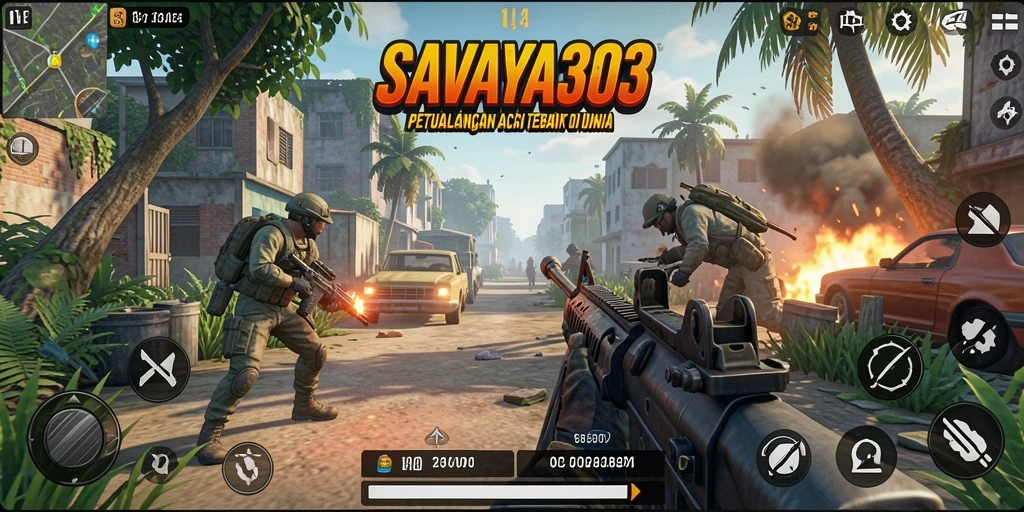 Screenshot utama SAVAYA303 menampilkan karakter dalam aksi thrilling di medan pertempuran TPS.