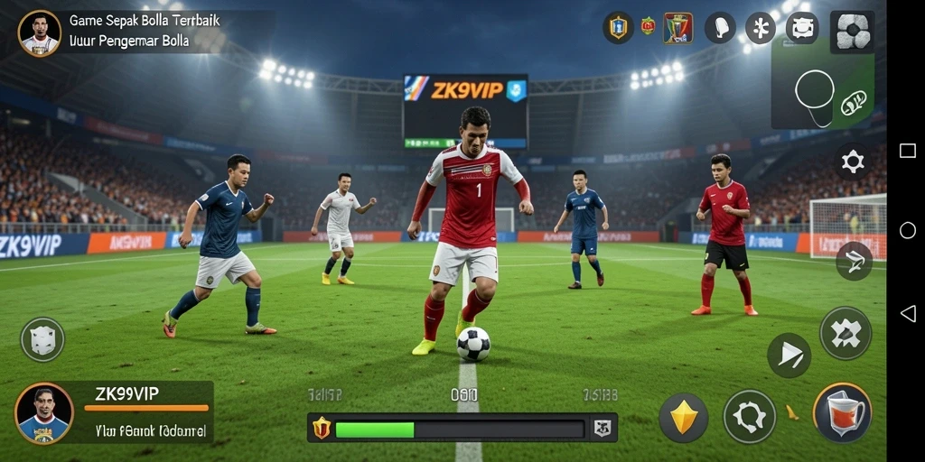 Tampilan gameplay ZK9VIP dengan aksi sepak bola yang mendebarkan.